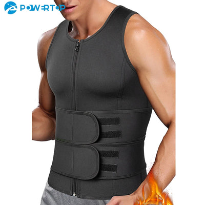 Men's Body Shaper Waist Trainer Sauna Vest Double Belt | SAMAG