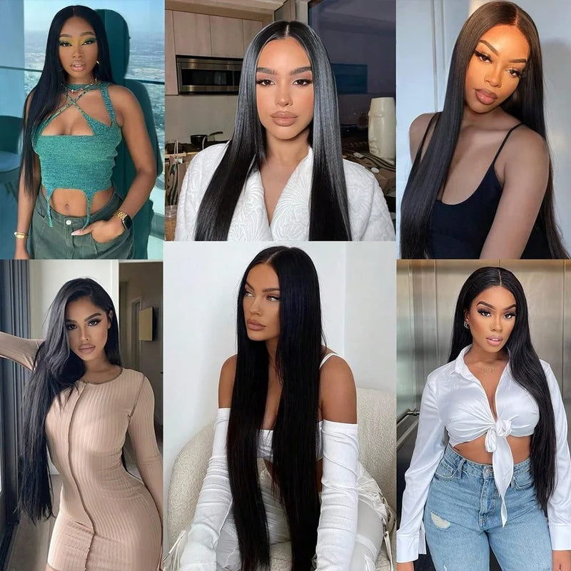 40 Inch Straight Lace Front Wig Human Hair 250% Density 13x6 Transparent HD Lace Full Frontal Glueless Wig Wear And Go Glueless Wigs Human Hair Pre Plucked