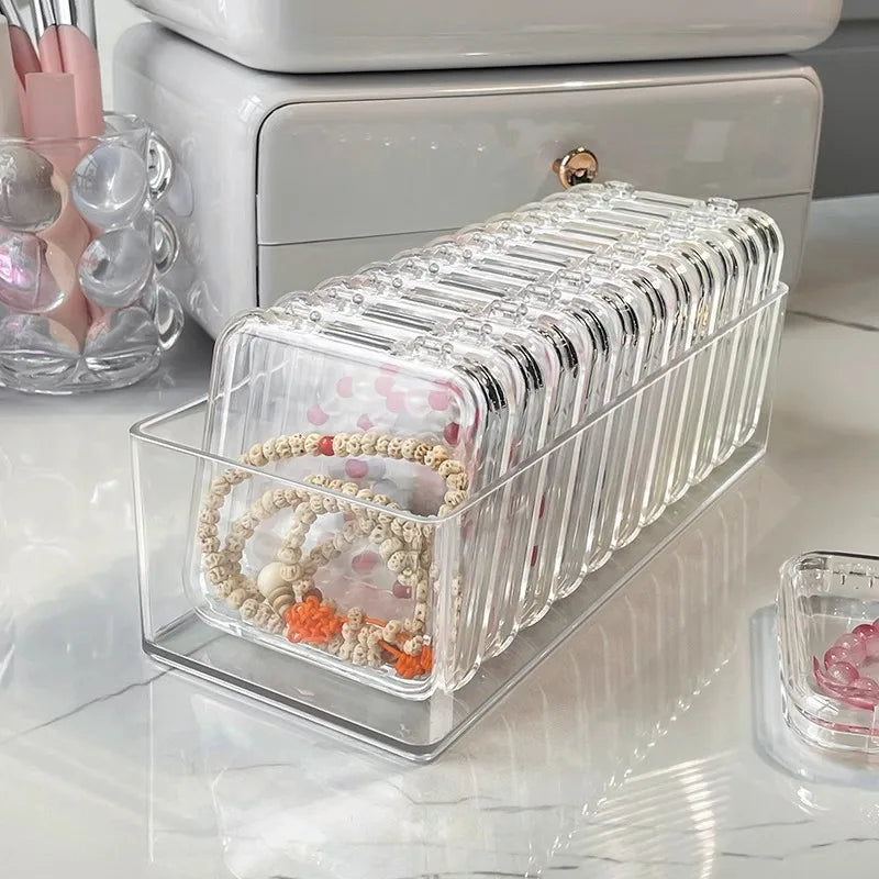 Crystal Wenwan Bracelet Desktop Storage Box Jewelry Necklace Dust-proof Desktop Organizing Box Display Shelf
