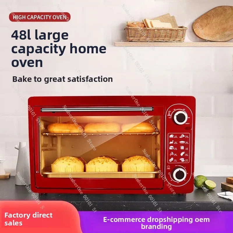Elegant 48L Electric Oven Home Baking Double Layer Fully Automatic Multifunction Family Kitchen Baker Large Capacity Commercial