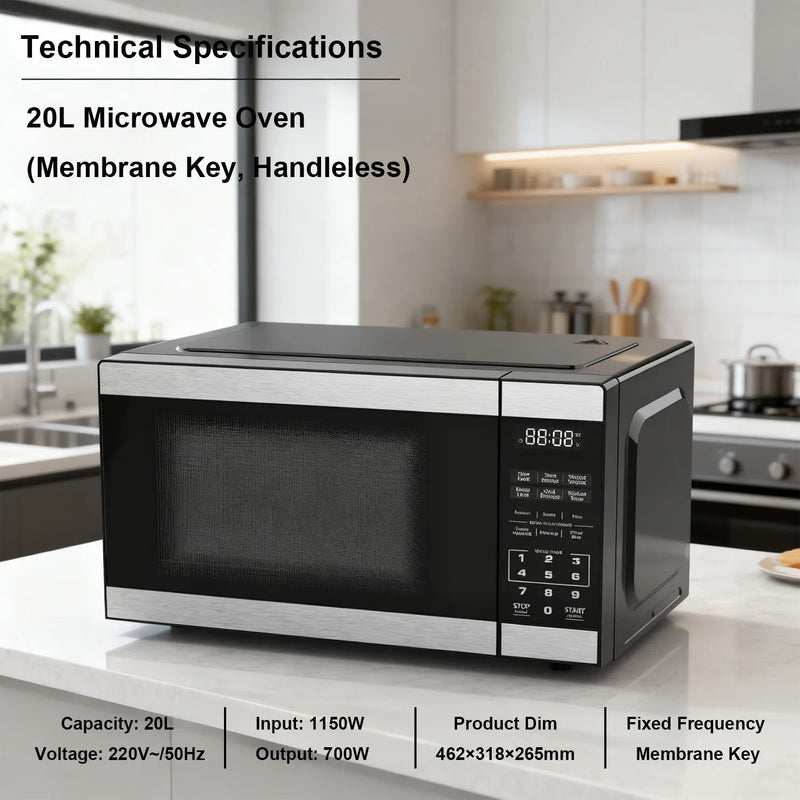 Factory Direct 110-240V Dual-Use 20L Electric Stainless Steel 1350W Class Energy Efficient Microwave Oven Quartz Household