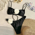 Sexy Flower Bandeau Swimwear Thong Bikini Women Lace-up | SAMAG