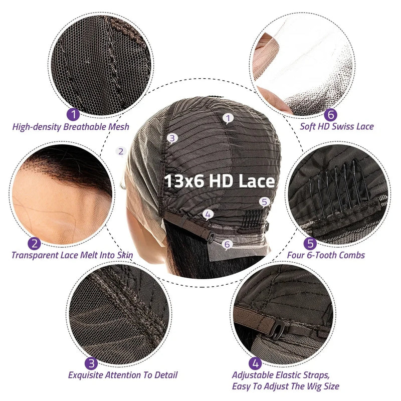 40 Inch 220 Density 5x5 Glueless Lace Frontal Wig for Women Brazilian Wigs Human Hair 13x6 13x4 Bone Straight HD Lace Front Wigs