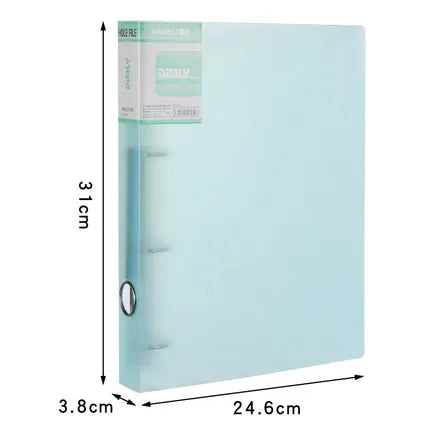 Clear Colors A4 Binder 4-Ring Folder For Documents Organizer Large Capacity A4 File Binder Cover