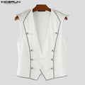 INCERUN Men Vests Patchwork Shiny V Neck Sleeveless Button Casual Male Waistcoats Streetwear 2025 Fashion Leisure Vests S-5XL