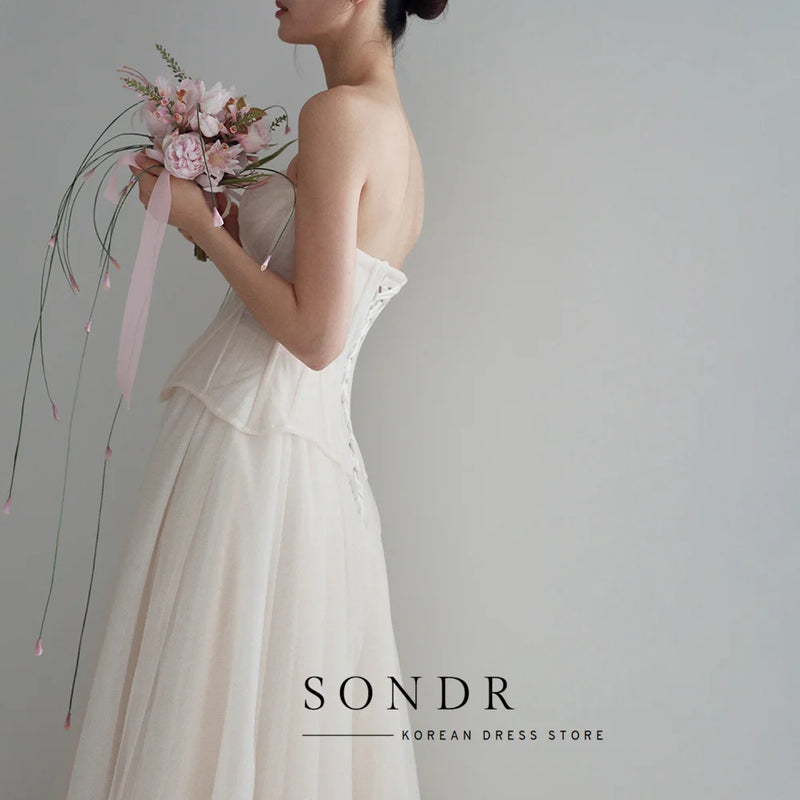 Sondr Customized Shiny Tulle Korean Evening Dresses - View 3 | SAMAG