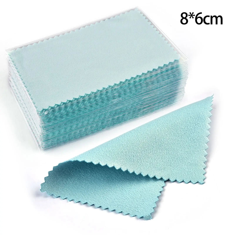 50pcs 10x6.3cm/10x6cm/8x6cm Silver Clean Polishing Cloth Soft Clean Wipe Wiping Cloth For Necklaces Rings Jewelry Clean Tools