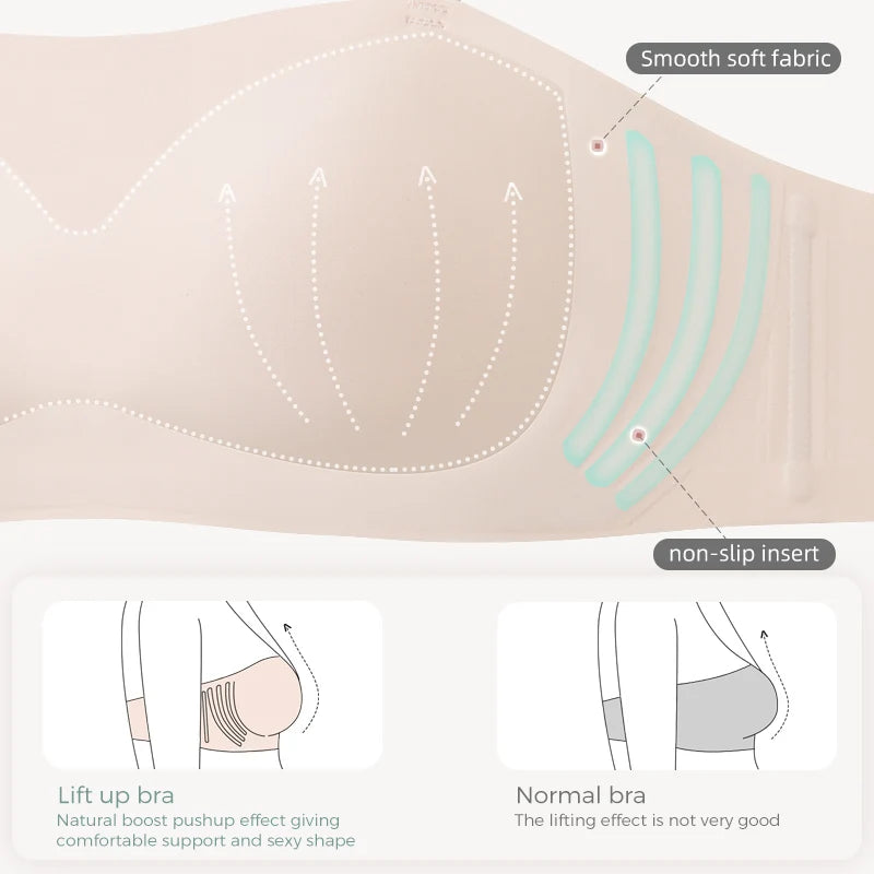 PAERLAN Detachable Shoulder Strap Wedding Dress Bra Non Slip No Underwired Bandeau Wrap Underwear Women