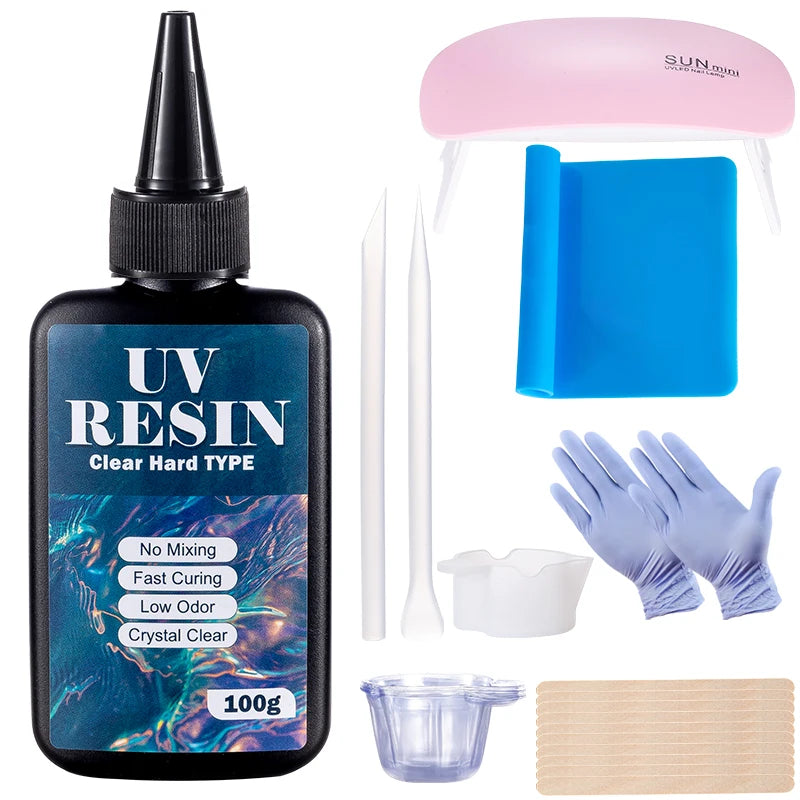 Hard UV Resin Glue Kit Fast Curing Epoxy UV with Mixing Tools for Starter Supplies for Art Craft Jewelry - Visuel 7 | SAMAG