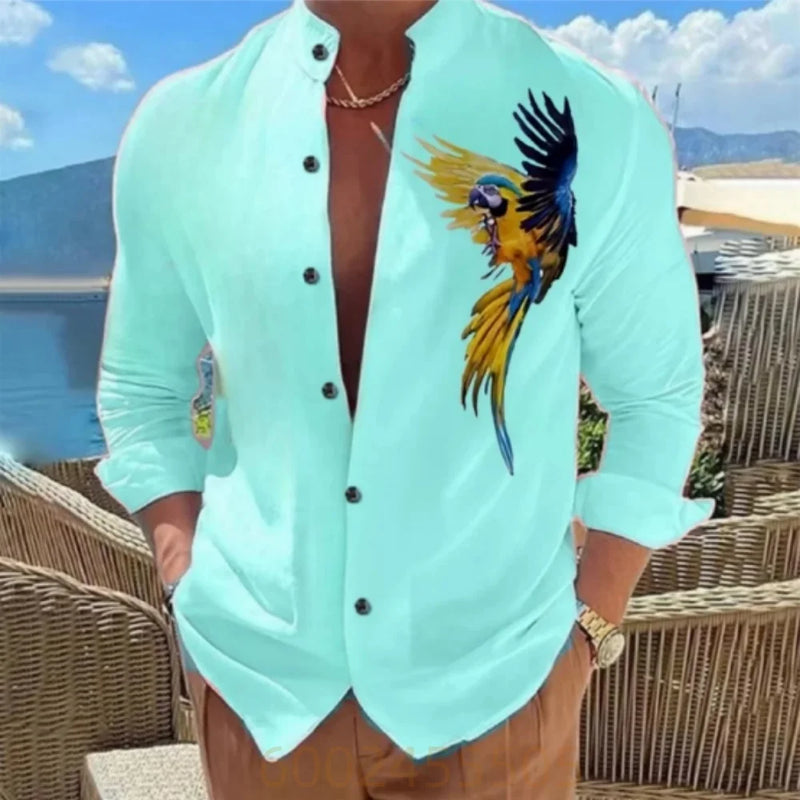 Men's Floral Print Long Sleeved Shirt Fashionable Casual | SAMAG