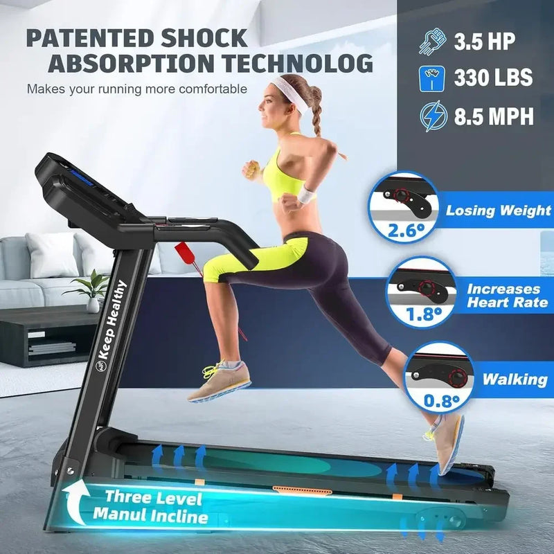 3.5HP Treadmill with Incline, 330 lb Capacity, Bluetooth - View 2 | SAMAG