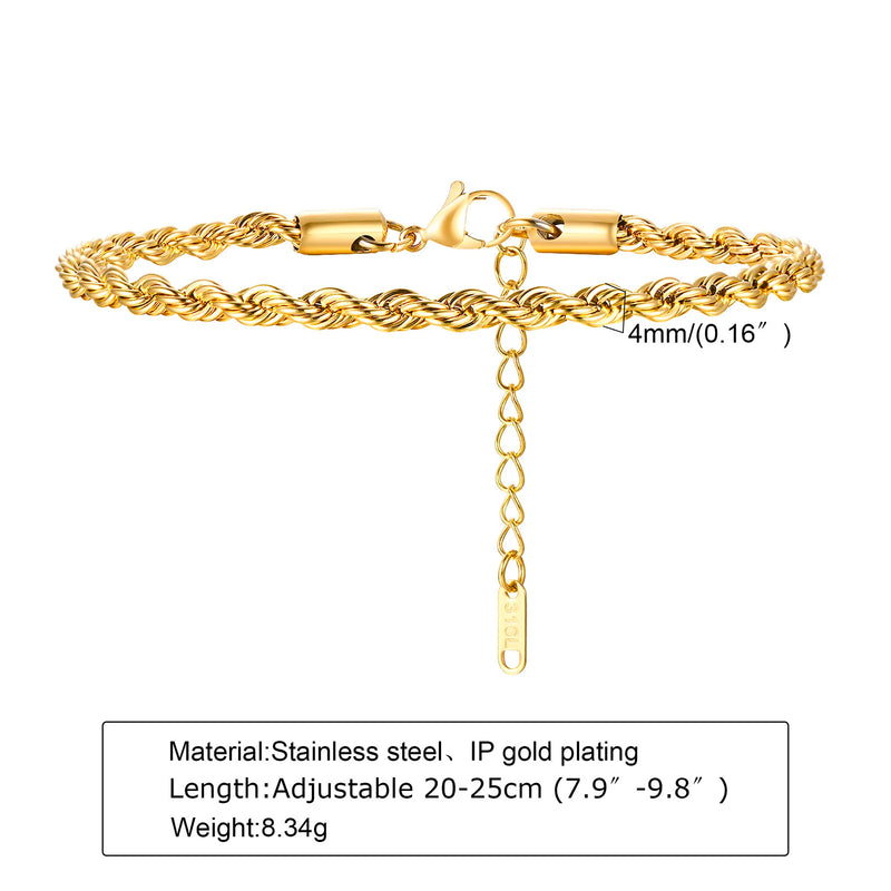 Gold Color Men's Chain Bracelet, Hip Hop Stainless Steel Chunky Wristband, Rock Punk Jewelry Gift for Dad - Visuel 28 | SAMAG
