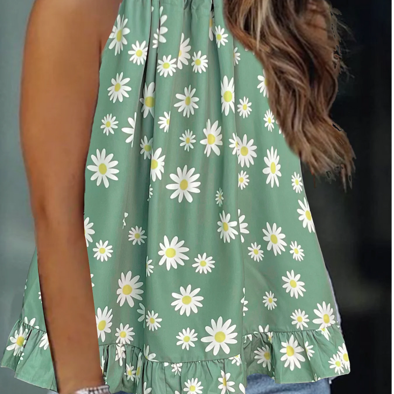 Plus size women's spring and summer fresh and fashionable halter neck off-shoulder solid color  elegant urban  vest  suspender 。