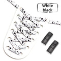No Tie Shoelaces for Sneakers Colorful Press Metal Lock Shoelace Splashing Ink Print Flat Elastic Laces Without Ties Shoe Laces
