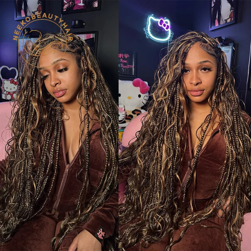 Body Wave Bulk Human Hair Chocolate Brown Color No Weft 100g/Pack Blend Highlight Brown BOHO Braids Human Hair Braiding Hair