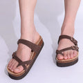 Litfun Cork Footbed Beach Sandals For Women Men Fashion Thick Sole Cork Slippers Summer Beach Shoe Classic Open Toe Flat Sandals