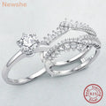 Newshe 925 Silver Bridal Set Original Wedding Rings for Women 1.8Ct Round Cut Zircon Moissanite Engagement Ring Enhancer Band