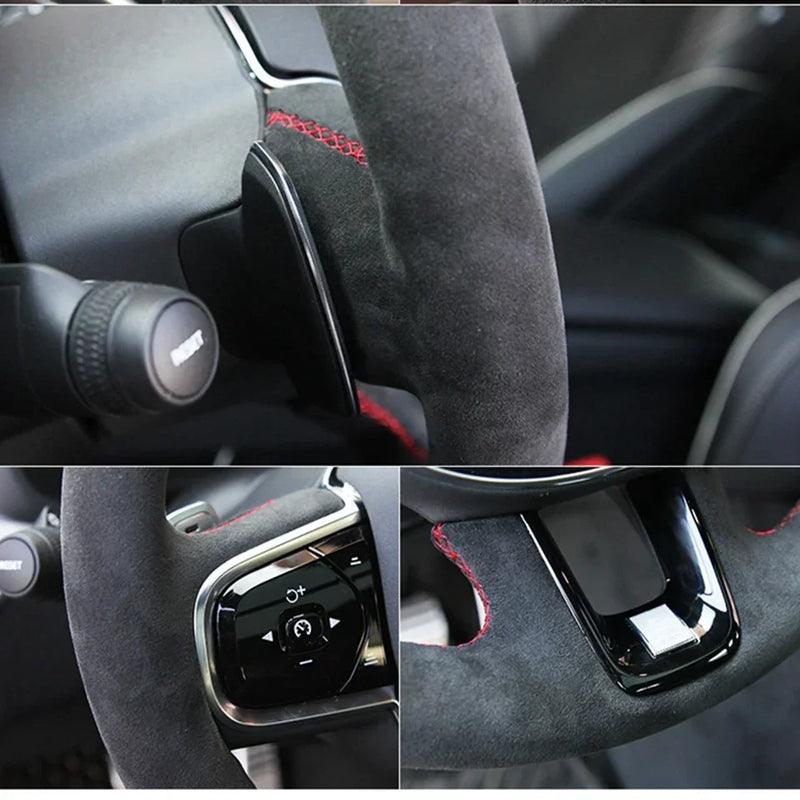 Custom Anti-Slip And Soft Suede Leather Car Steering Wheel Cover For Volvo V60 XC60 XC90 S60 S80 S90 Avant Steering Wrap