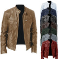 Business Style PU Leather Jacket Stand Collar Slim Fit Zipper Coat Multiple Colors Autumn New Arrival Fashion Urban Outerwear