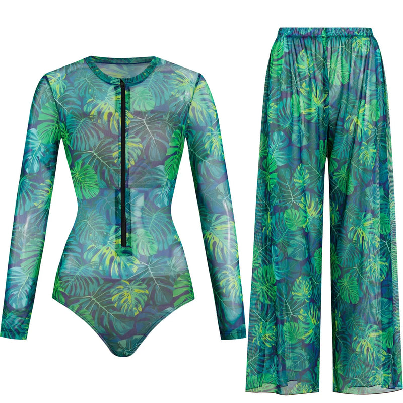 Women's Long Sleeve Swimwear Sunscreen One Piece Swimsuit | SAMAG