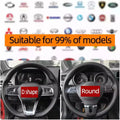 Universal Leather car steering wheel stitched on cover to fit 38cm 14 "DIY sewn breathable and non-slip black