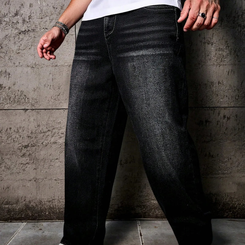 Vintage Style Men's Black Washed Distressed Loose Wide | SAMAG