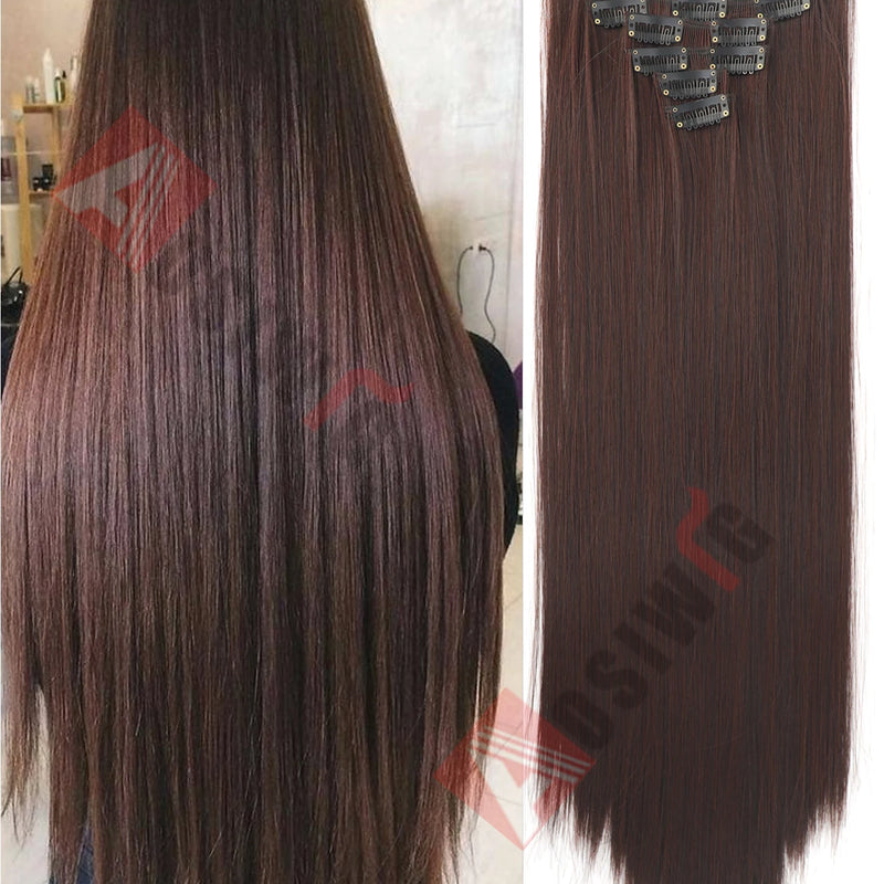 18-32Inch 16 Clips in Hair Extensions Long Straight Hairstyle Synthetic Blonde Black Hairpieces Heat Resistant False Hair Daily