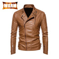 Men's Leather Jackets Casual Fashion Motorcycle Coat O-Neck PU Jacket Autumn Anti-wind Leather Coat Slim Fit Faux Leather Jacket