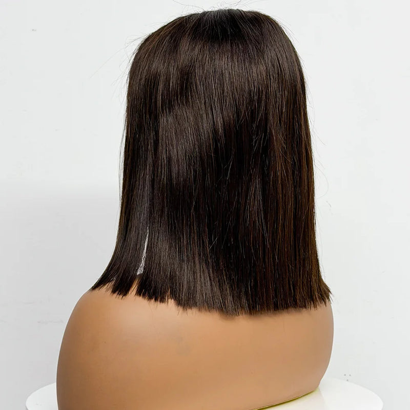 250% Density Bob Straight Human Hair 2X6 Transparent Lace Closure Frontal Human Hair Wigs 100% Human Hair Ginger 99J Colored Wig
