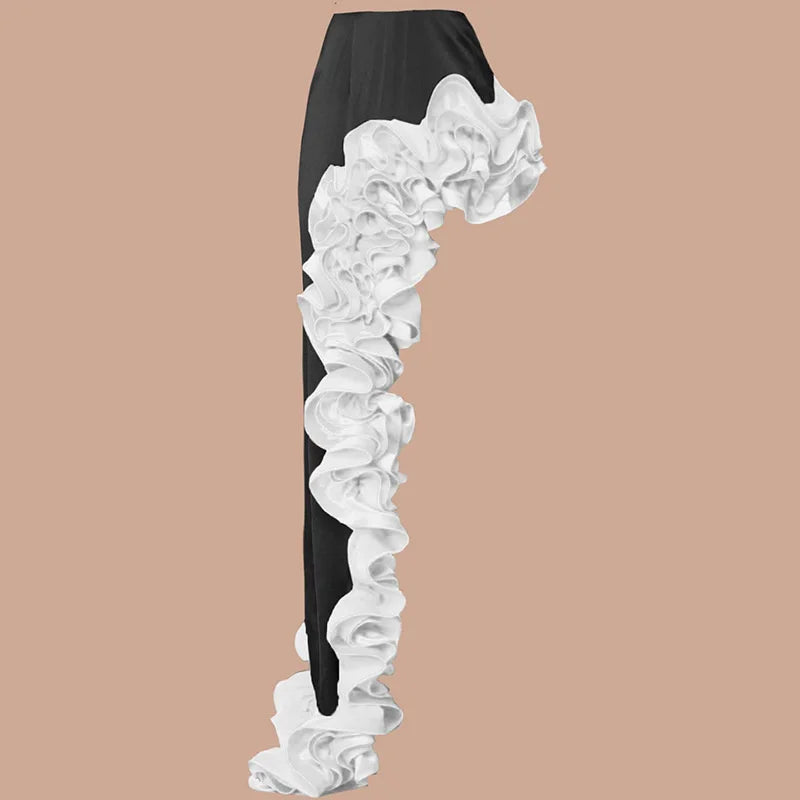 Sexy White 3D Ruffle Flower One Piece And Skirt Set | SAMAG