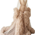 Women's Dressing Gown Perspective Sheer Long Tulle Robe Puffy Pregnancy Maternity Dress for Baby Shower Nightgown Sleepwear