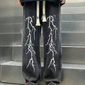 Printed Black Baggy Jeans Pants Men Straight Oversize | SAMAG