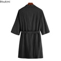 2026 Spring Autumn Men's Nightgown Cotton and Linen Robes Kimono Medium and Long Nightgown Homewear Bath Steamed Clothes Male
