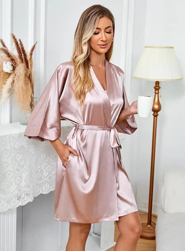 Women's Pure Short Silky Robes Bridesmaid Bride Party | SAMAG