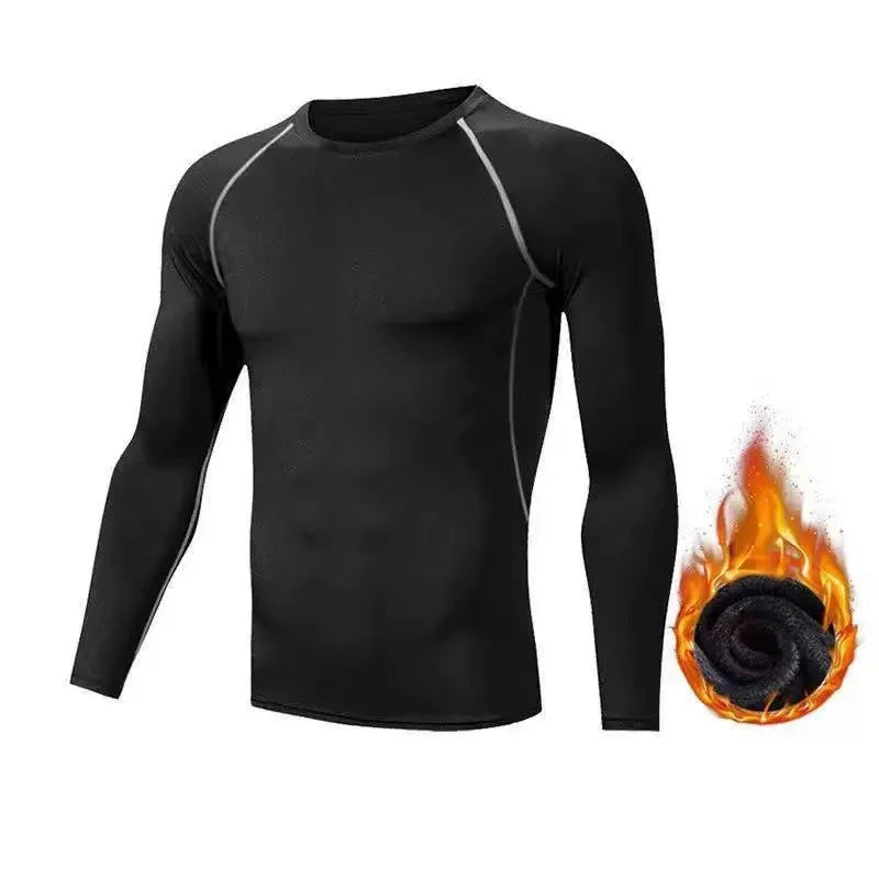 Winter Men Thermal Underwear Set Mens Fleece Lined Warm Undershirts Long Johns Compression Tights Fitness Sports Tracksuit Set