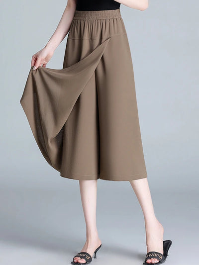 Slim Fit High Waist Seven Inch Ice Silk Wide Leg Pants | SAMAG