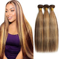 100% Brazilian Remy Virgin Hair Ombre Straight Bundles Colored Brown Highlight Human Hair Bone Straight Sew In Hair Extension