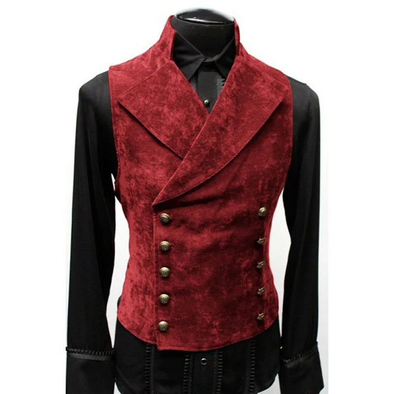 Mens Gothic Vest Costume Gothic Mens Polyester Breast Waistcoat Double Vest Victorian Waistcoat Tool