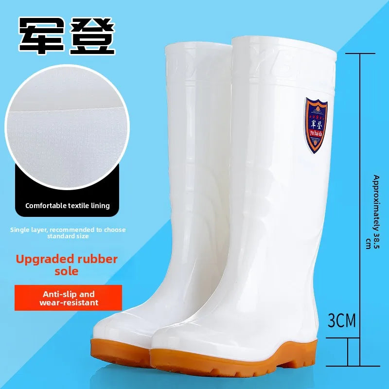 White Work Boots Waterproof Slip Resistant High And Medium Tube Food Hygiene Boots Rubber Shoes for Men Rain Boots