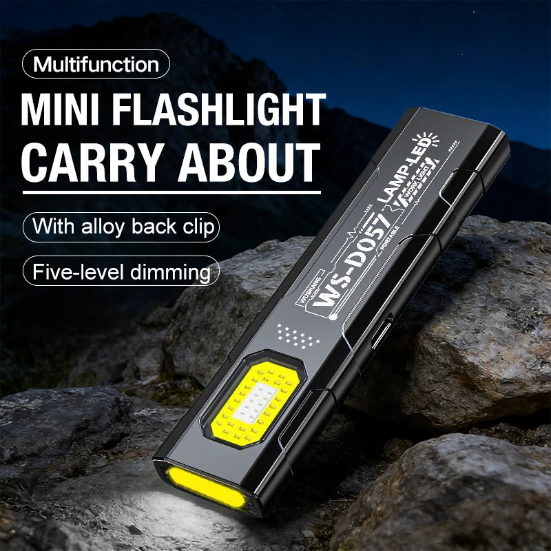 Multi Functional Work Light LED Magnetic Red Blue Flashing mini Outdoor Strong Light Super Bright Maintenance Light Flashlight