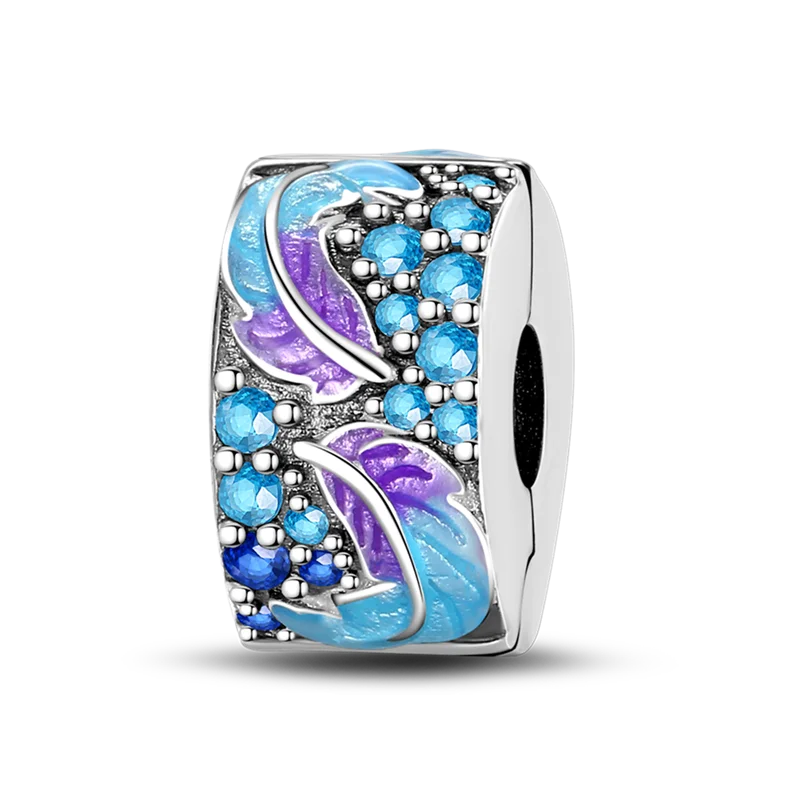 Silver Clasp 925 Sterling CZ Pave Clip Charms Daisy Beads Stopper Safety Chain Fit Original Bangle - Visuel 19 | SAMAG