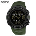 SANDA Fashion Men's LCD Digital Casual Date and Week Alarm Waterproof Sport Silicone Strap Military Electronic Watch