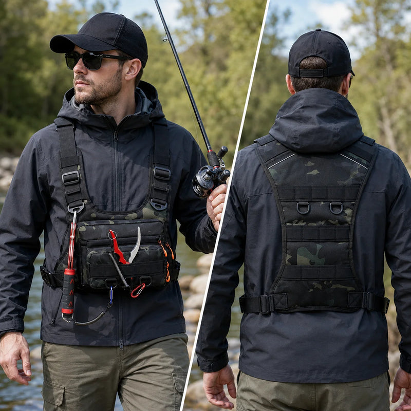 Fishing Tackle Vest Chest Bag for Men Camo Tactical | SAMAG