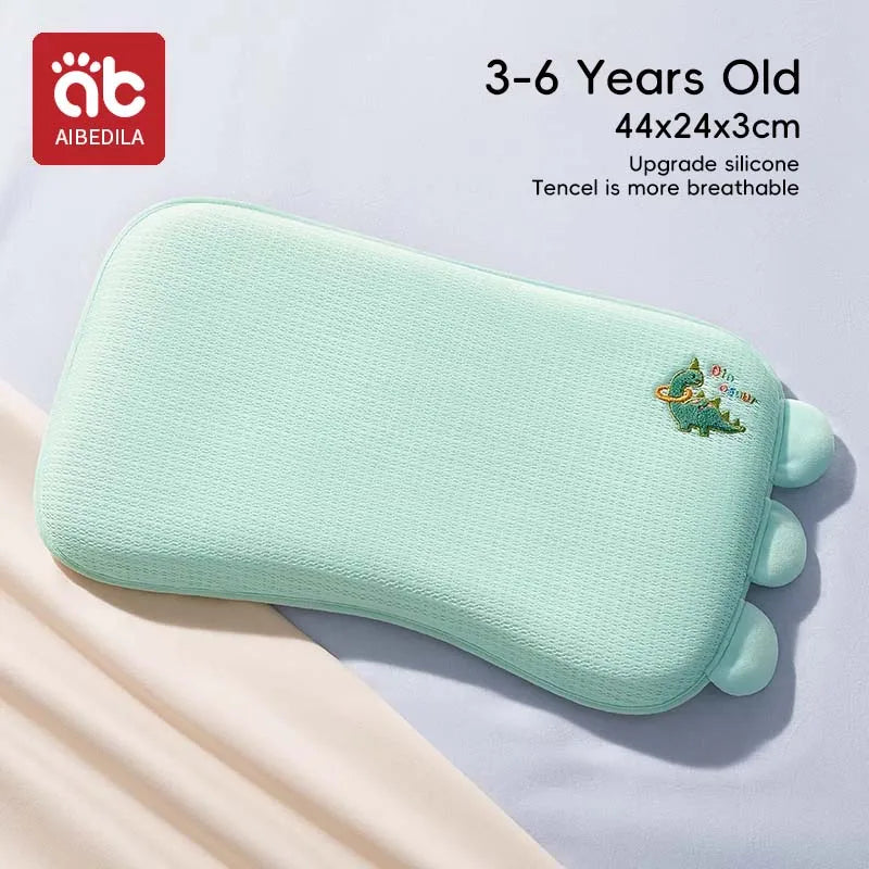 AIBEDILA Infants Washable Pillow Toddlers Soothing Bean Sleeping Pillows 0-6Y Kindergarten Cartoon Memory Silicone Cotton Pillow