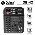 Debra DB-4X 4-Channel Professional Mixer And Sound Card, Bluetooth 5.0, +48V, Multifunctional Input Support, For PC Recording