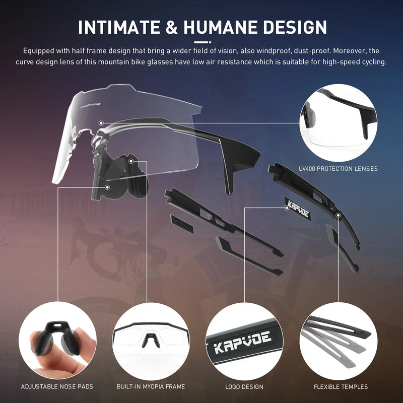 Kapvoe Red Photochromic Cycling Sunglasses for Men Blue | SAMAG