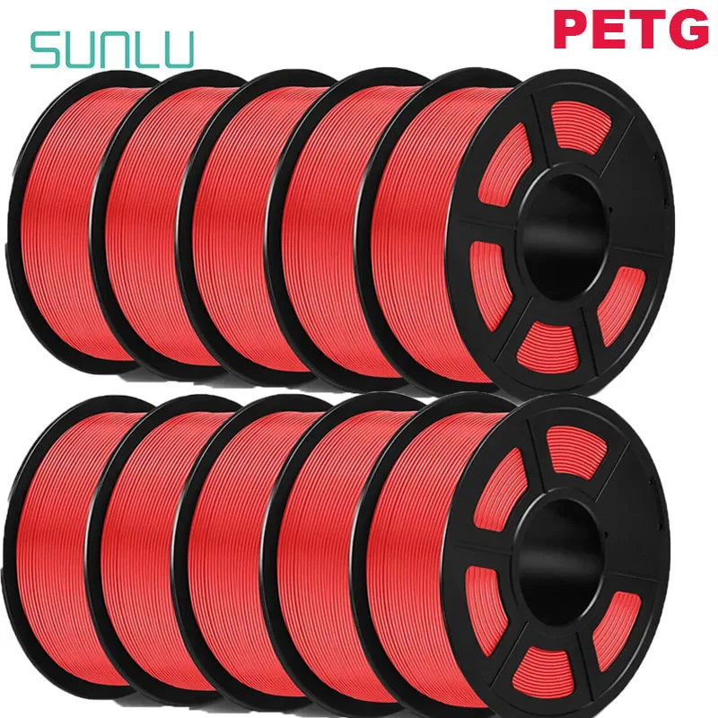 SUNLU PETG 3D Filament 1KG Biodegradable 1.75MM 10Rolls Bright Color Good Toughness Excellent Acid Alkali Weather Resistance
