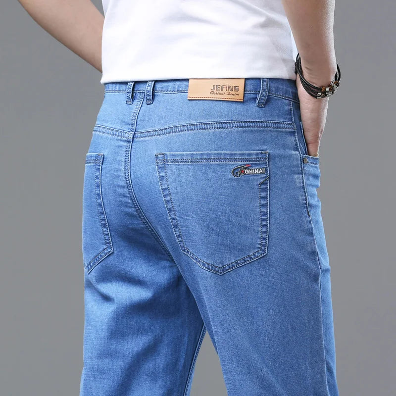Spring Summer Thin Classic Men's Business Jeans Stretch | SAMAG