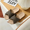 SHAJI Summer Women's Linen Slippers Home; Women's lightweight Indoor Non-Slip Shoes; Thick Sole Beach Slides; Bohemian Style