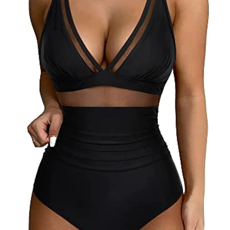 S-XL Shiny Swimwear Women Beach One Piece Swimsuit | SAMAG